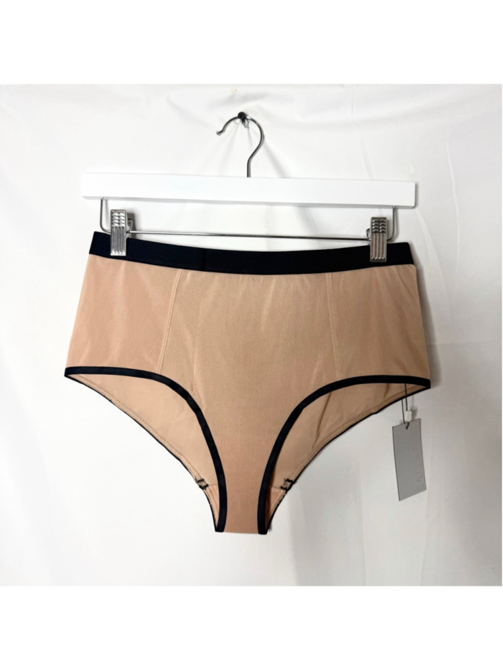 Women's Negative Sieve High Waist Brief M Beige Black NEW with tags